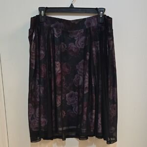 Torrid 2x Black and Purple Floral A-Line Skirt